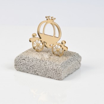Plexiglass άμαξα χρυσή σε μάρμαρο 8X8CM