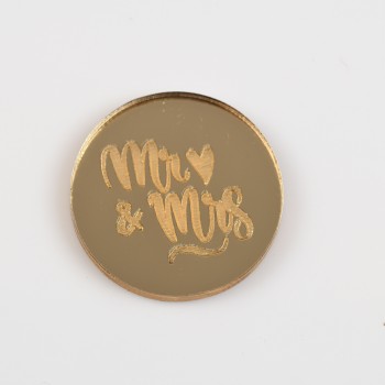 Plexiglass στοιχείο χρυσό Mr & Mrs  3cm