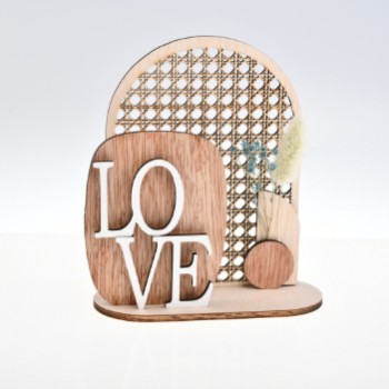 Lasercut Ξύλινο Διακοσμητικό με Χειροποίητο Σχέδιο love σε λευκό χρώμα  12Χ15CM