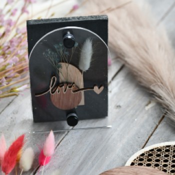 Lasercut Ξύλινο Διακοσμητικό με Χειροποίητο Σχέδιο love γκρι 7,5Χ35CM