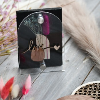 Lasercut Ξύλινο Διακοσμητικό με Χειροποίητο Σχέδιο love γκρι 7,5Χ35CM