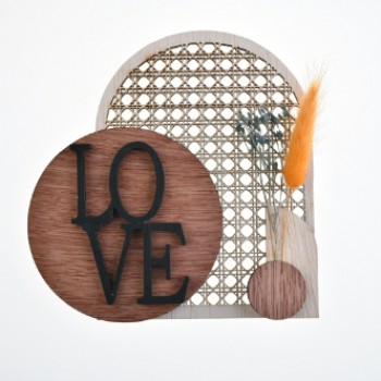 Lasercut Ξύλινο Διακοσμητικό με Χειροποίητο Σχέδιο love σε μαύρο χρώμα  15Χ15CM